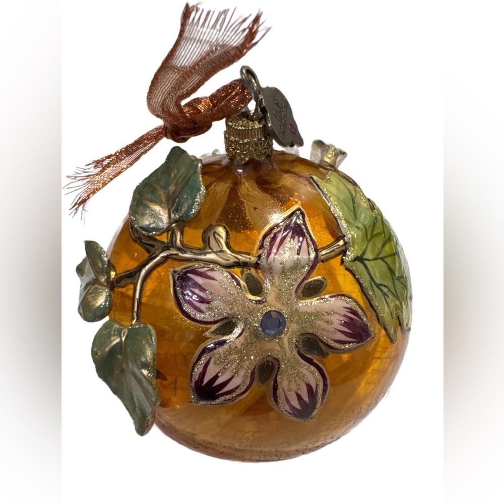 Jay Strongwater Christmas Ornament Ball Flowers Leaves Fruit Swarovski
NEW
5072